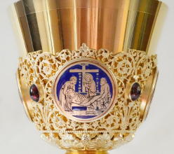 Ornate French antique solid silver gilt Gothic Chapel Set